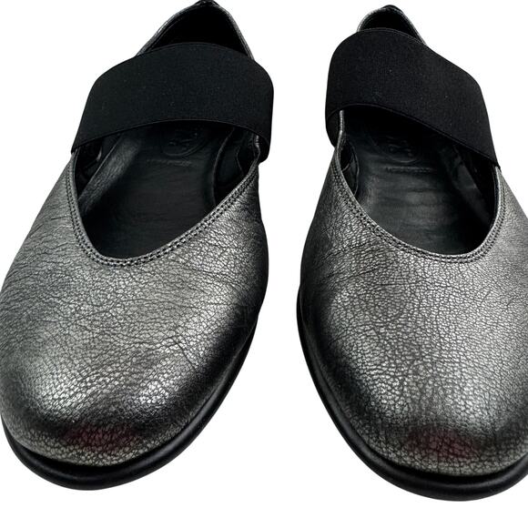 The Flexx Metallic Gunmetal Gray Leather Mary Jane Comfort Shoes Women's Size 8 - Picture 3 of 8